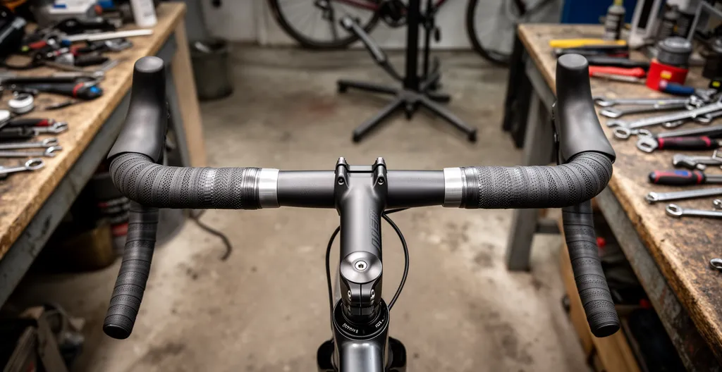 Vue plongeante sur cintre gravel montrant l'évasement des branches