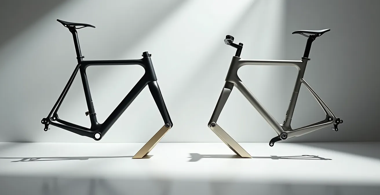 Schéma comparatif montrant deux géométries de vélo adaptées aux terrains français