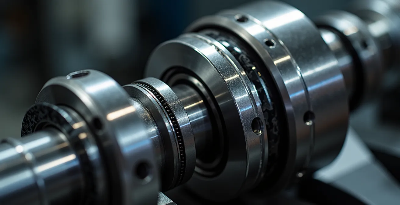 Gros plan sur un capteur de couple intégré dans un pédalier de vélo électrique